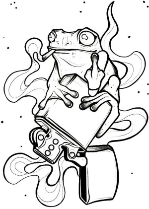 rana fumando en libros