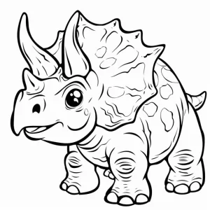 dinosaurio tierno con cuernos dibujo para colorear