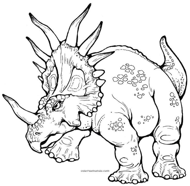 Dibujo para colorear: dinosaurio con cuernos adulto dibujo para que puedas colorearlo