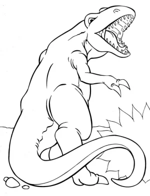 dinosaurio similar a t-rex sencillo de espaldas dibujo para colorear