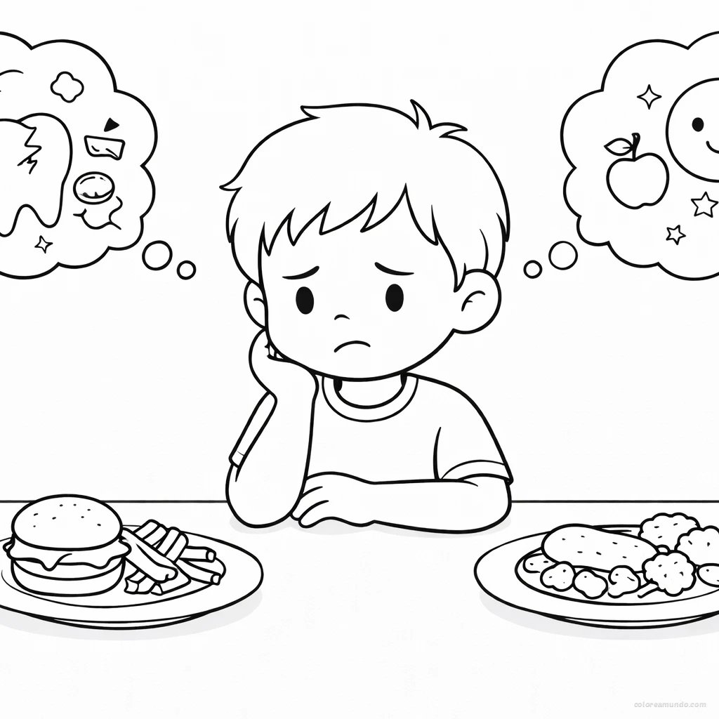 Dibujo para colorear: Detectives de decisiones: analiza antes de elegir