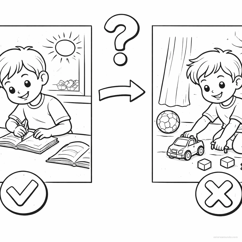 Dibujo para colorear: Tomo decisiones en situaciones cotidianas