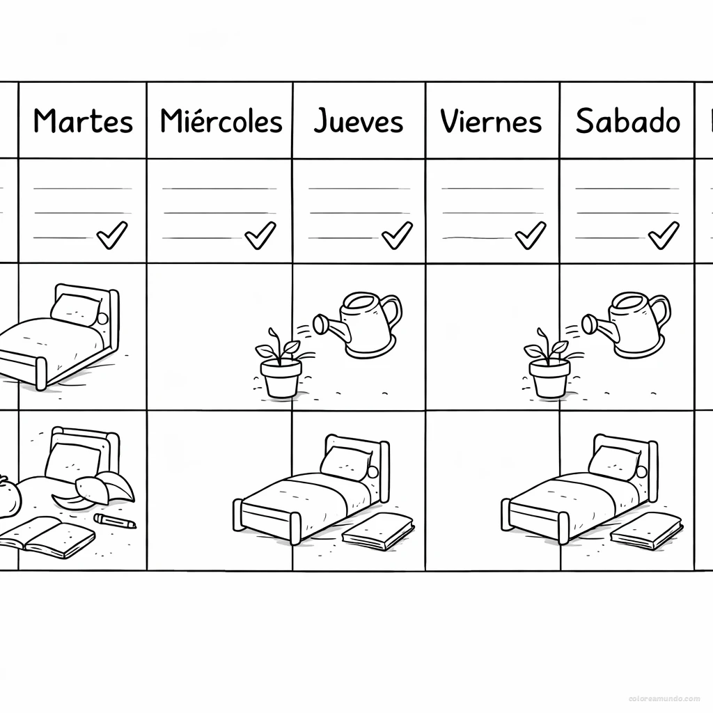 Dibujo para colorear: Mi horario visual de responsabilidades