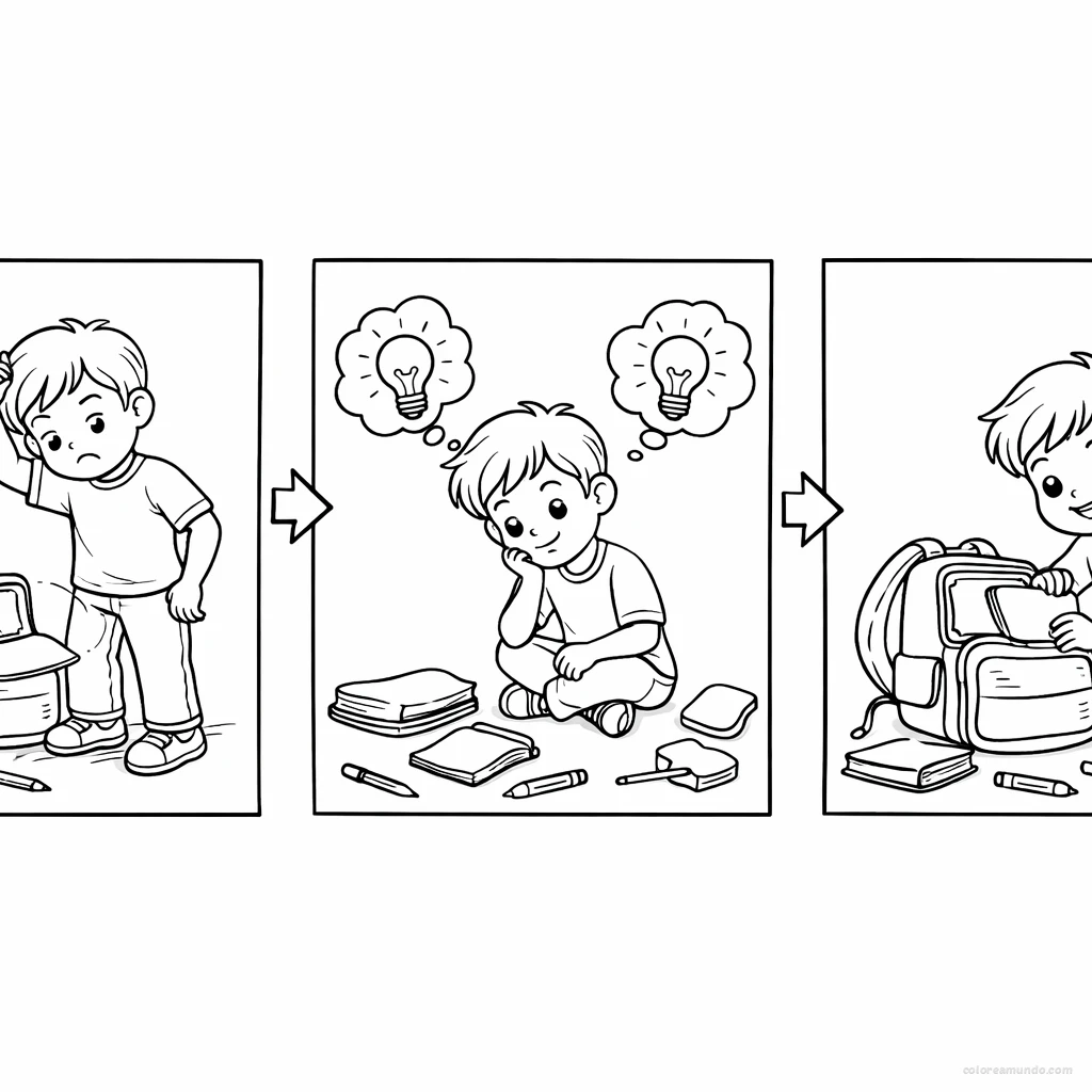 Dibujo para colorear: Resuelvo un problema paso a paso