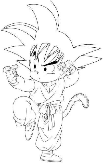 goku de nino practicando las artes marciales