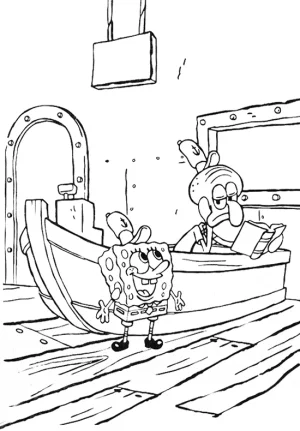 bob esponja con calamardo