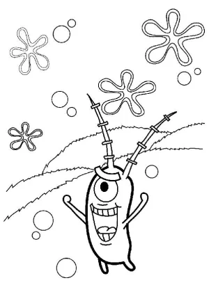 plankton con cara ded maldad