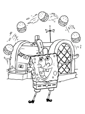 bob esponja haciendo marabales con las hamburguesas