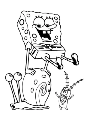 bob esponja brincando a gary y plankton viendo