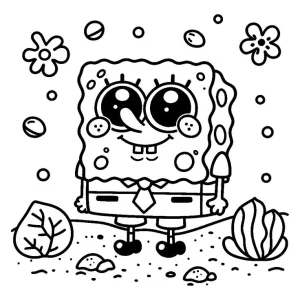 bob esponja feliz con ojos tiernos