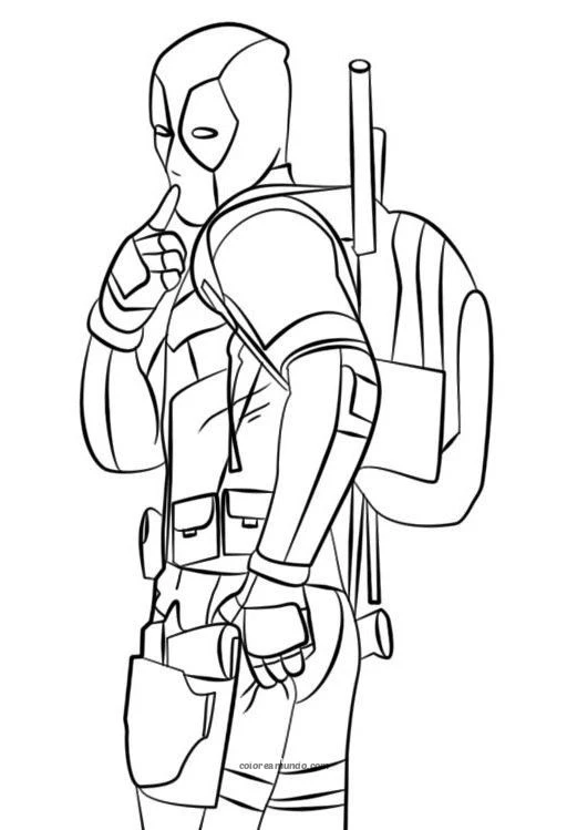 Dibujo para colorear: DeadPool con mochila