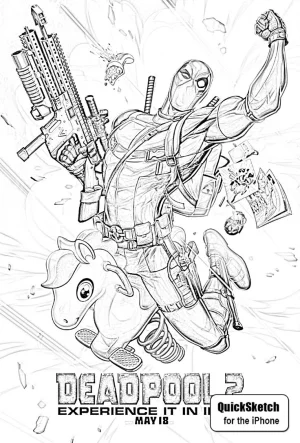 DeadPool montando un pony de juguete