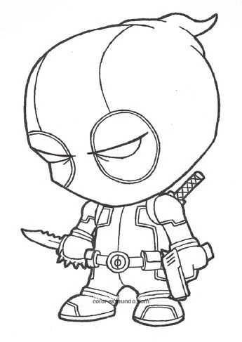 Dibujo para colorear: DeadPool tierno version chibi
