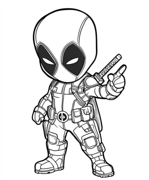 DeadPool version chibi senalando