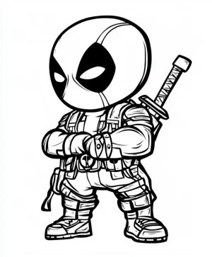 DeadPool version chibi con los brazos cruzados