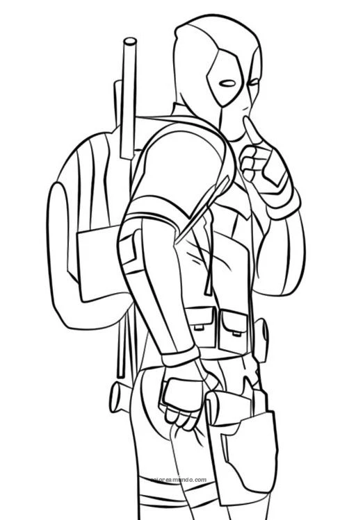 Dibujo para colorear: DeadPool posando sexymente