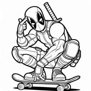 DeadPool sobre una patineta