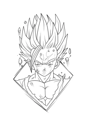 gohan dibujo para ser coloreado