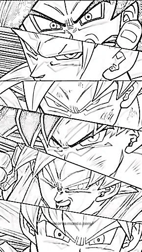 Dibujo para colorear: rostros de goku
