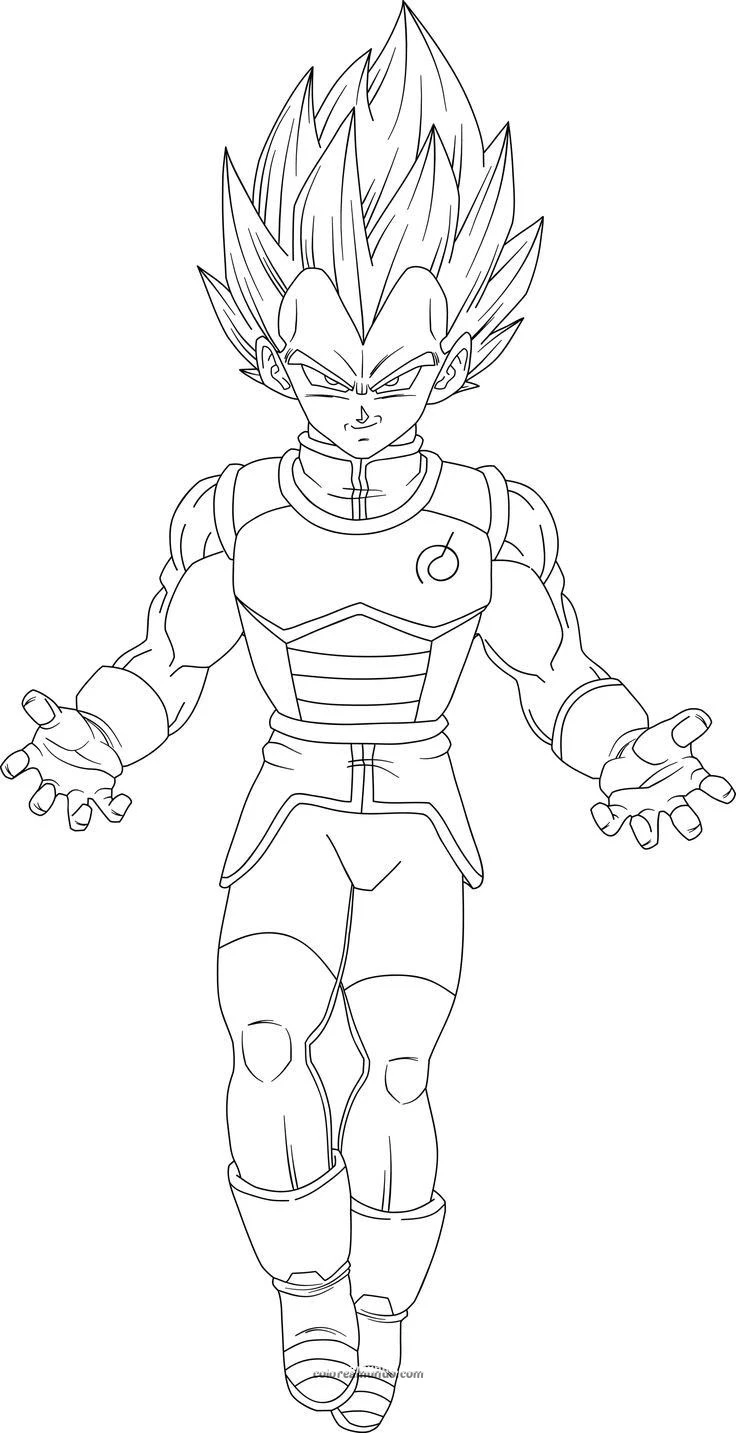 Dibujo para colorear: vegeta de dragonball para poder imprimir