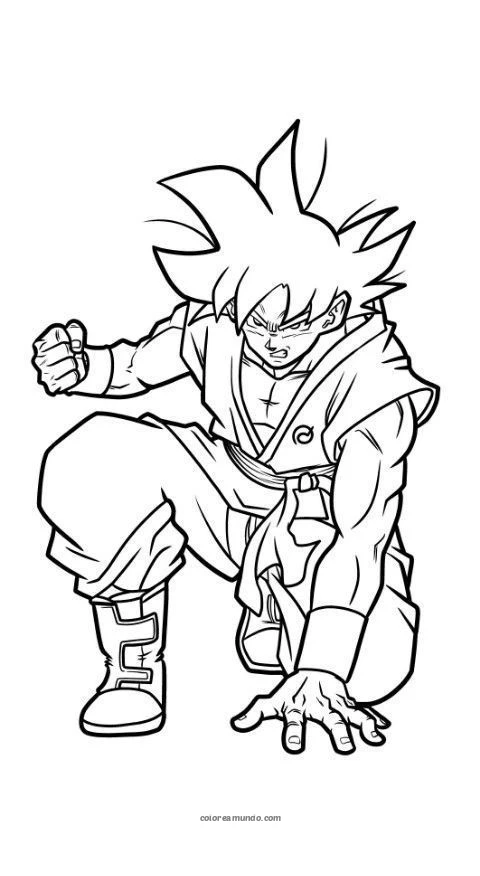 Dibujo para colorear: goku entrenando y cansado
