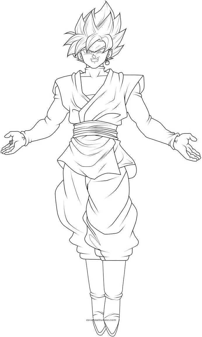 Dibujo para colorear: goku version malvada flotando