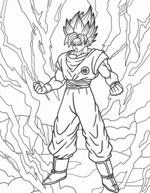goku en fase de sayayin dibujo para imprimir