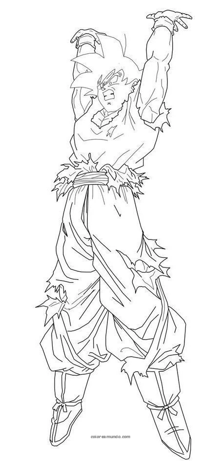 Dibujo para colorear: goku preparando la hengidama