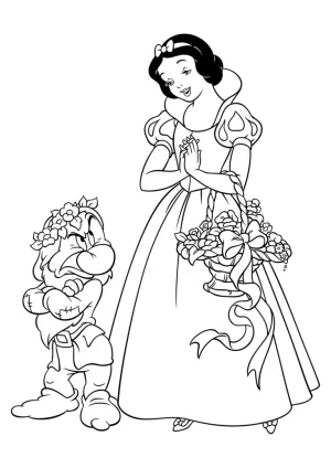 blanca nieves con los enanitos dibujo para colorear