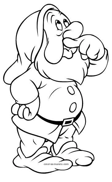 Dibujo para colorear: enanito estornudo de blanca nieves