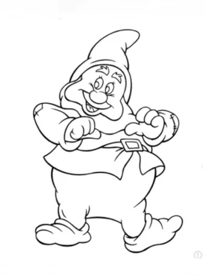 enanito feliz de blanca nieves para colorear infantil