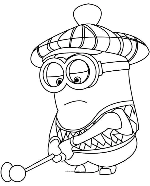 Dibujo para colorear: minion jugando el mini golf