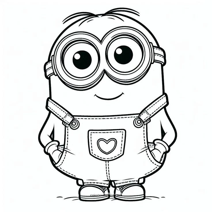 Dibujo para colorear: minion tierno con un corazon