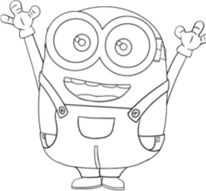 minion con las manos hacia arriba feliz