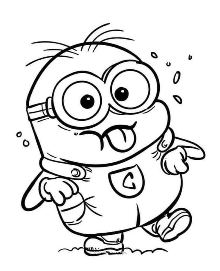 Dibujo para colorear: minion sacando la lengua