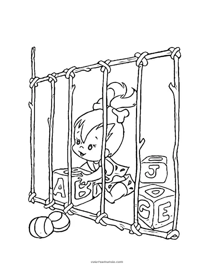 Dibujo para colorear: dibujo bebe de los picapiedras