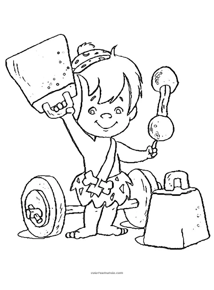 Dibujo para colorear: bam bam marmol ejercitandose