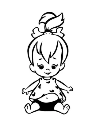 Pebbles Picapiedra sonriendo sentada