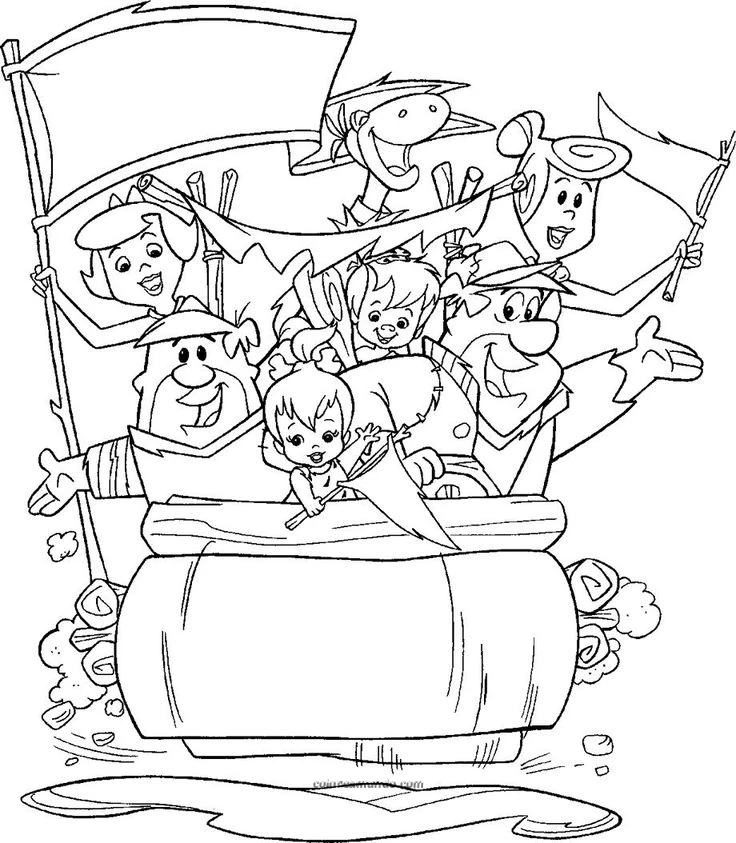 Dibujo para colorear: todos los personajes de pedro pica piedras