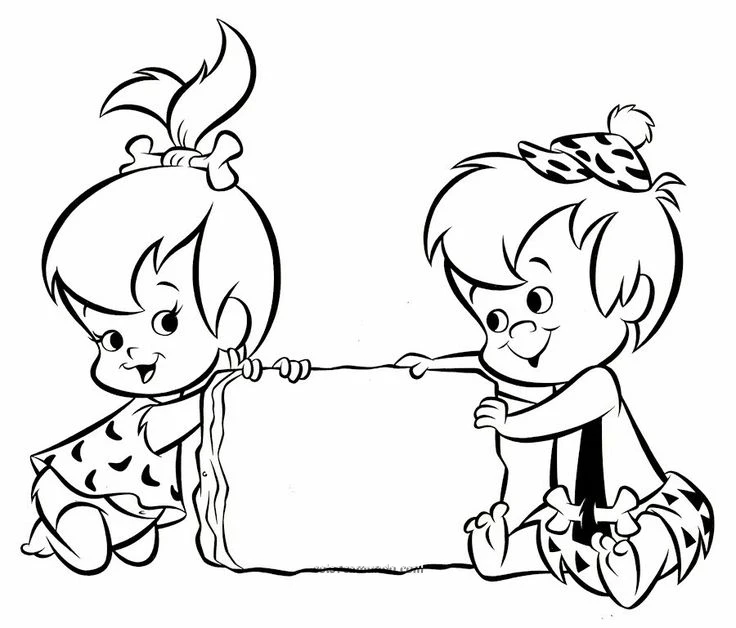 Dibujo para colorear: Pebbles picapiedra y bam-bam marmol