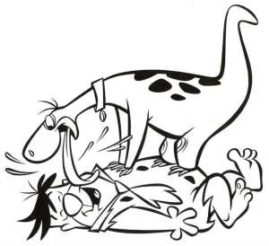Dino lamiendo a pedro picapiedras