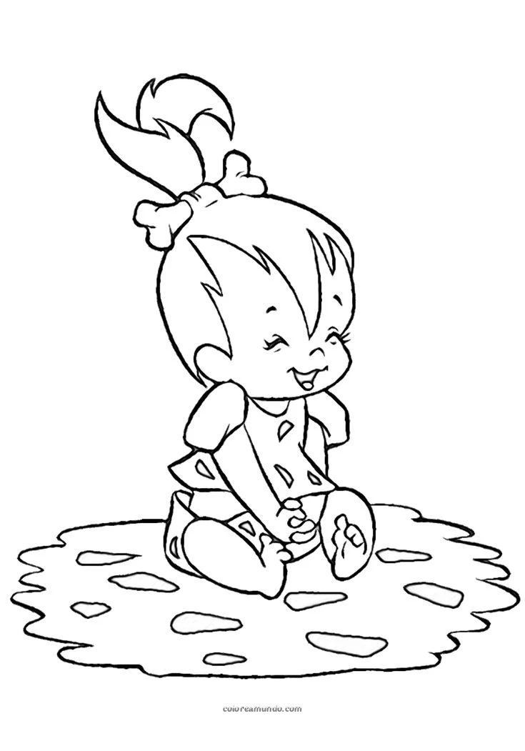 Dibujo para colorear: Pebbles Picapiedra sonriendo