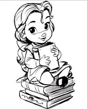 princesa bella con libros