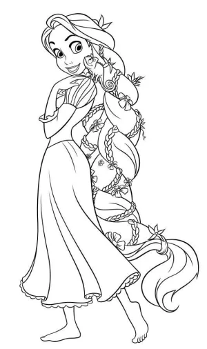 princesa de cabello largo para colorear
