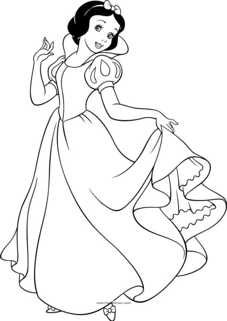 Dibujo para colorear: blanca nieves posando su vestido