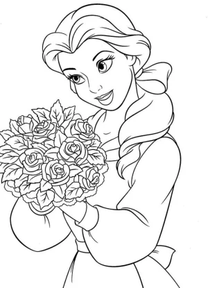 princesa bella con ramo de flores