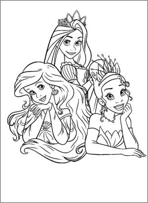 tres princesas dibujo para colorear