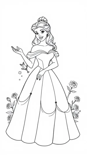 bella con su vestido y flores