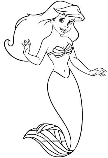 Dibujo para colorear: ariel de la sirenita princesa dibujo para colorear
