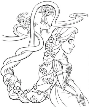 princesa de cabello largo para colorear rampusel